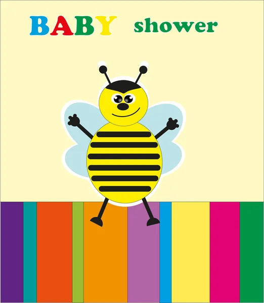 Babydouche met een schattig bee. vectorillustratie — Stockvector