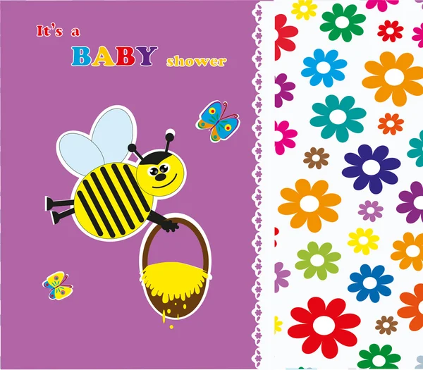 Baby dusch med en söt bee. vektor illustration — Stock vektor