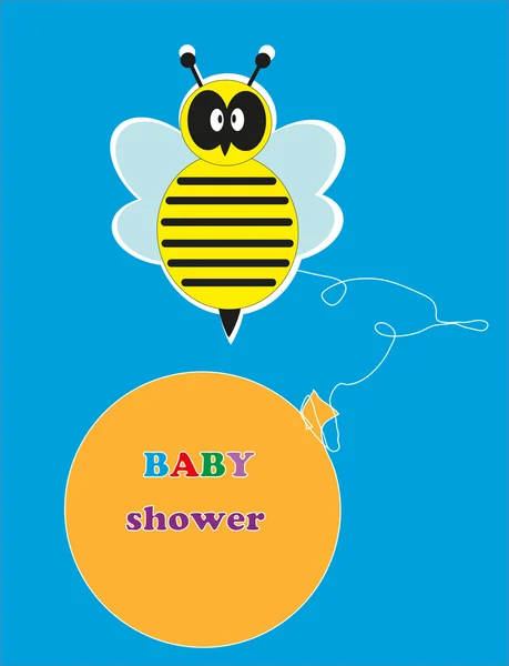 婴儿送礼会与一只可爱的蜜蜂。矢量插画 — 图库矢量图片