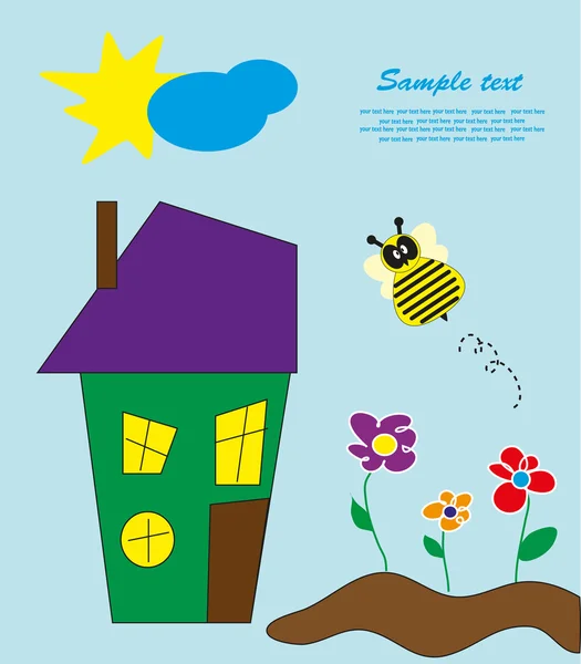 孩子们的玩耍卡与一只蜜蜂。矢量图 — 图库矢量图片