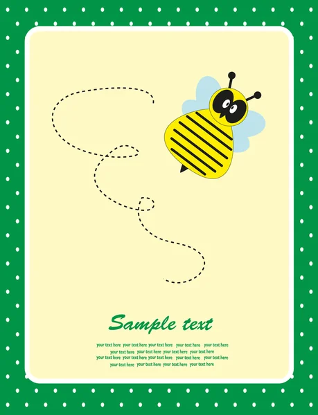 Barnens roliga kort med ett bi. vektor illustration — Stock vektor