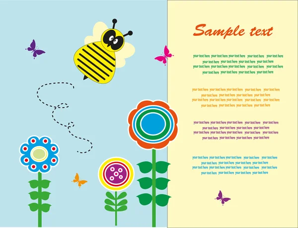 Kinderspaßkarte mit einer Biene. Vektorillustration — Stockvektor