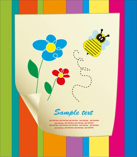 孩子们的玩耍卡与一只蜜蜂。矢量图 — 图库矢量图片#