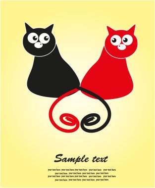 Kırmızı ve siyah kedi. vektör.