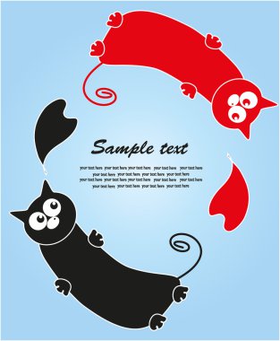 Kırmızı ve siyah kedi. vektör.