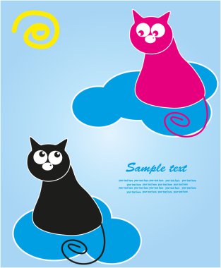 Kırmızı ve siyah kedi. vektör.