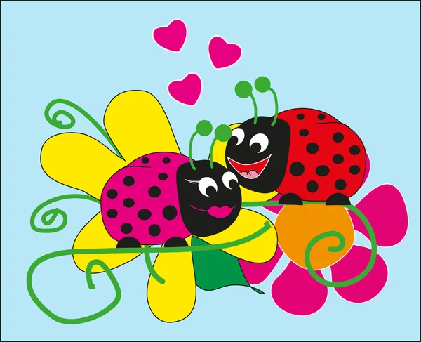 Lovers beetles. vector — Stock Vector