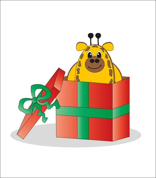 Gift - a giraffe in a box. Vector. — Stock Vector