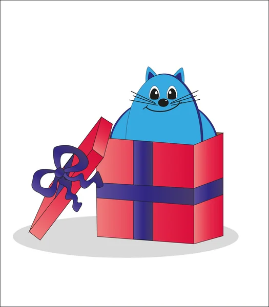 Gift - a cat in a box. Vector. — Stock Vector