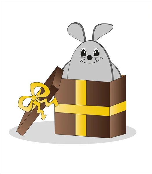 Gift - rabbit in a box. Vector. — Stock Vector