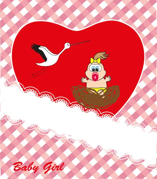 Κόκκινη καρδιά - κοριτσάκι. καρτ ποστάλ. διάνυσμα. — Διανυσματικό Αρχείο