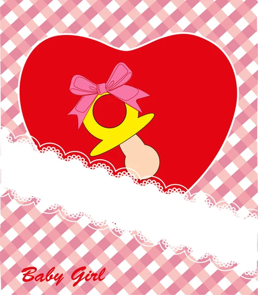 Red heart - baby girl. Postcard. Vector. — Stock Vector