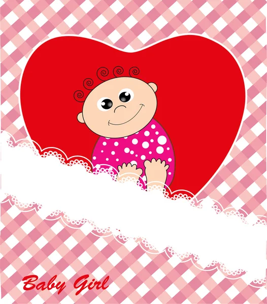 Red heart - baby girl. Postcard. Vector. — Stock Vector
