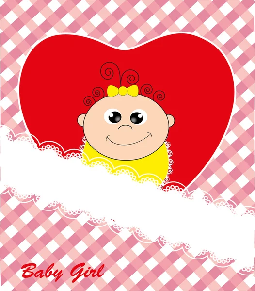 Coeur rouge - petite fille. Carte postale. Vecteur . — Image vectorielle