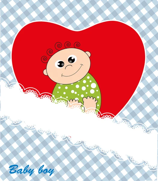 Red heart - baby boy. Postcard. Vector. — Stock Vector