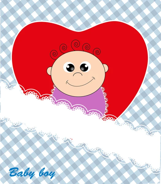 Red heart - baby boy. Postcard. Vector. — Stock Vector