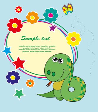 çerçeve çiçek ve bir yılan. vektör.