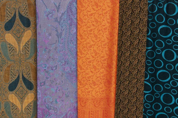 Varicolored fabric at a market — Stock Photo, Image