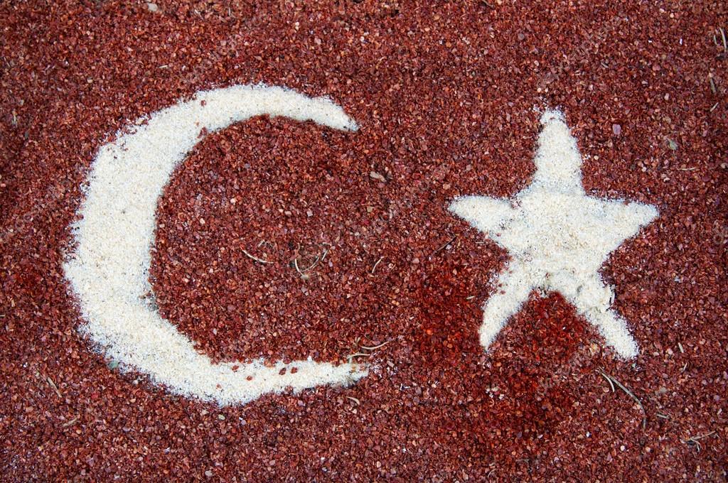 Turkish flag made of ground chili pepper