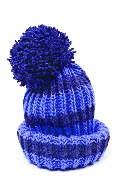 Blaue gestrickte Wollmütze — Stockfoto