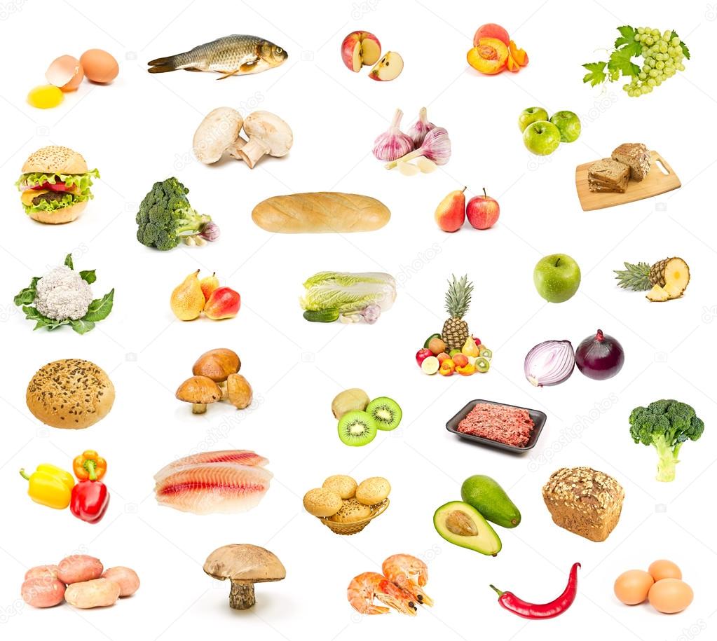 Set of food, fruit and vegetables