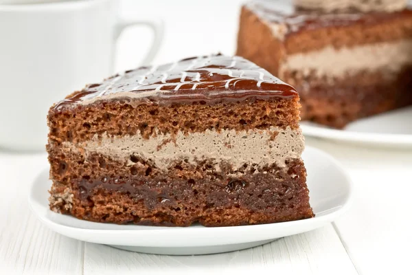 Pedazo de pastel de chocolate — Foto de Stock