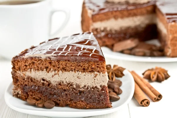 Piece of chocolate cake — Stock Photo, Image