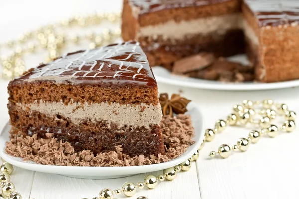 Pedazo de pastel de chocolate — Foto de Stock