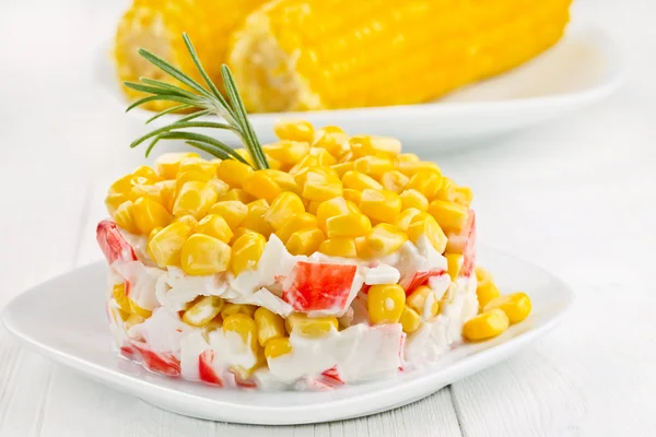 Salad with corn and crab sticks. — Stock Image Salad with corn and crab sticks. Stock Photo