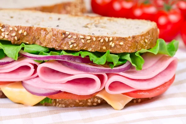 Sandwiches with ham, cheese and tomato — Stock Photo, Image