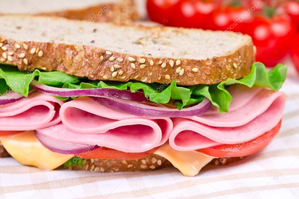 Sandwiches with ham, cheese and tomato Stock Photo by ©Natalyka 18356875