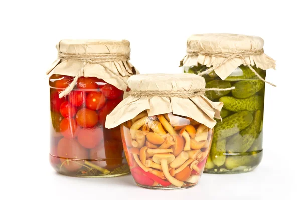 Marinated tomatoes, cucumbers and mushrooms — Stock Photo, Image