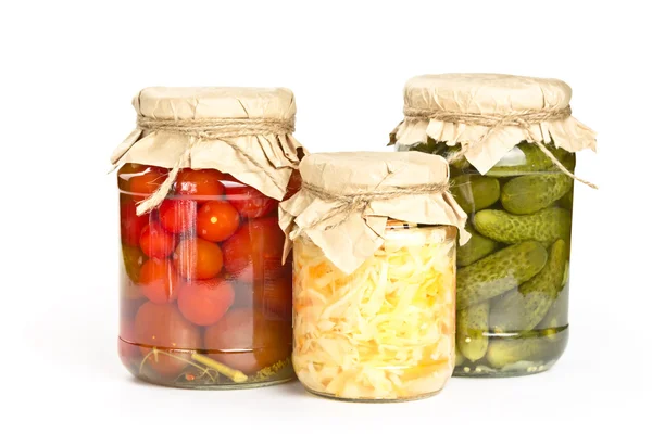 Marinated tomatoes, cucumbers and cabbage — Stock Photo, Image