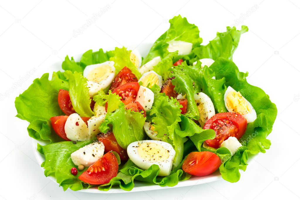 Tomato salad, eggs and mozzarella