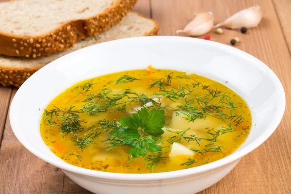 Pea soup with herbs — Stock Photo, Image