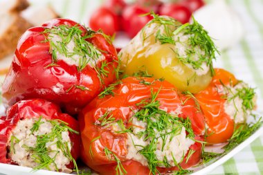 Kırmızı ve yeşil biber dolması