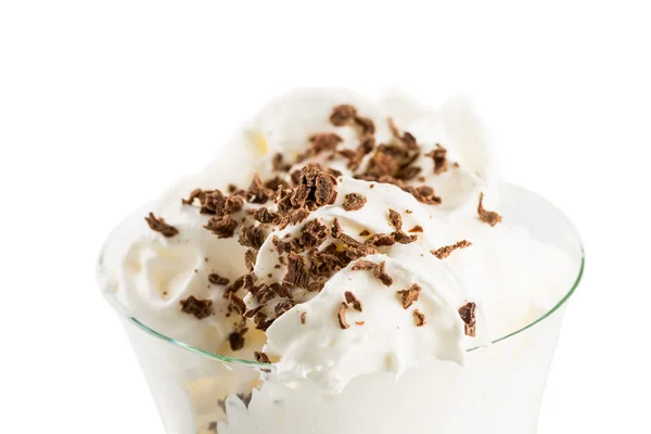 Whipped cream dessert with chocolate chip — Stock Photo, Image