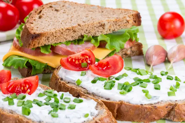 Sandwiches with ham — Stock Photo, Image