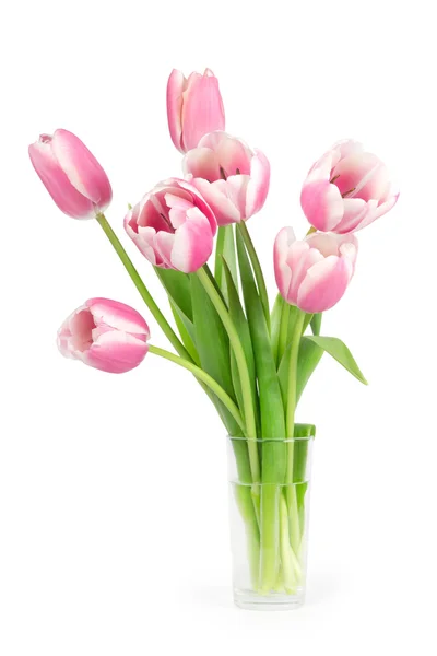 Bouquet of tulips in a glass vase — Stock Photo, Image
