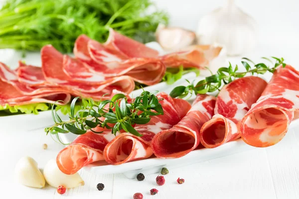 Thinly sliced ham — Stock Photo, Image