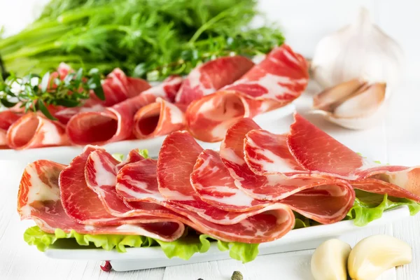 Thinly sliced ham — Stock Photo, Image