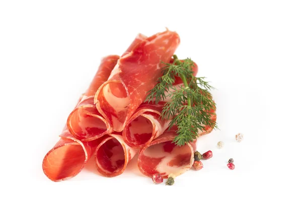 Thinly sliced ham — Stock Photo, Image