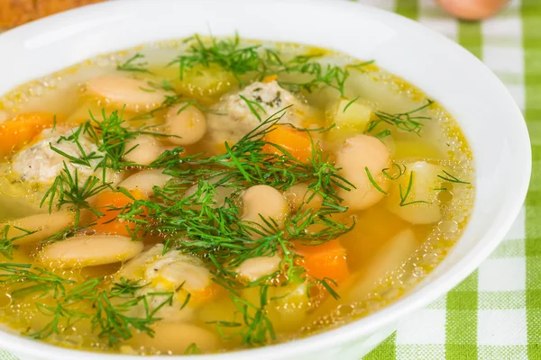 Bean soup with meatballs — Stock Image Bean soup with meatballs Stock Picture