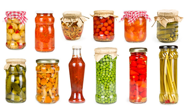 Set of canned vegetables