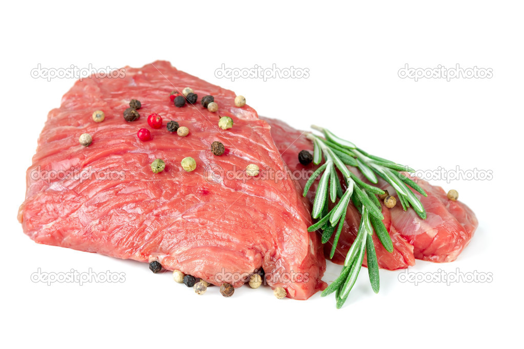 Two pieces of raw beef