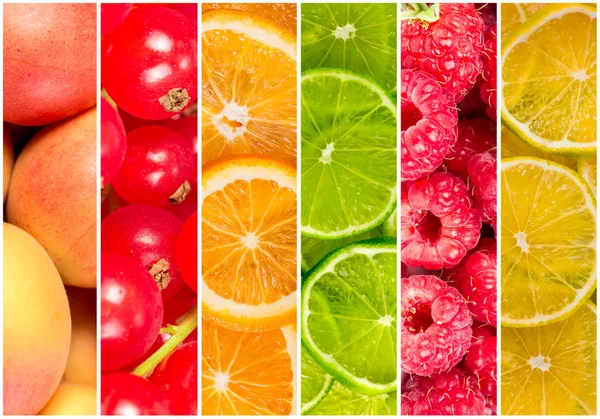 Collage av färsk sommarfrukt — Stockfoto