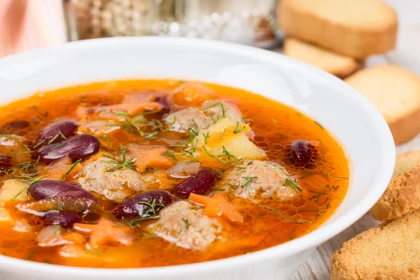 Soup with meatballs — Stock Photo, Image