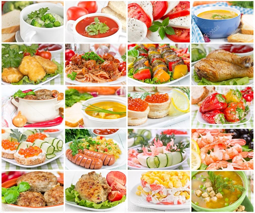 Collage of various tasty and wholesome food