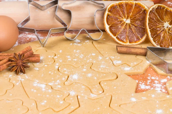 The process of baking homemade christmas cookies. — Stock Photo, Image