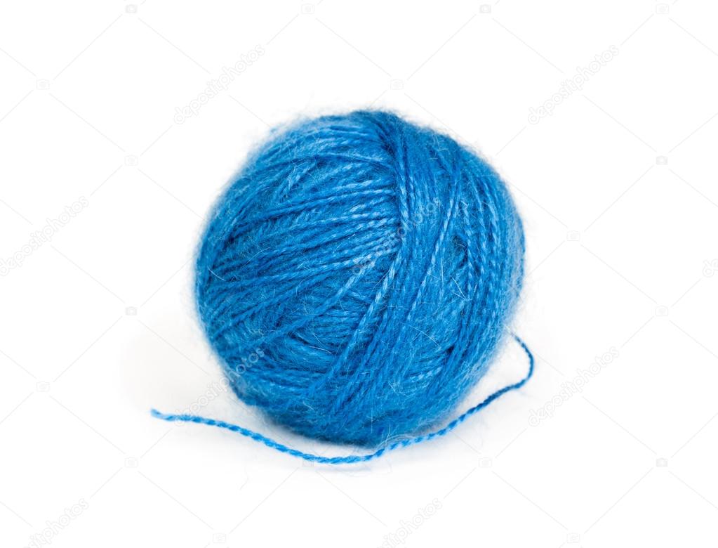 Ball of blue wool yarn